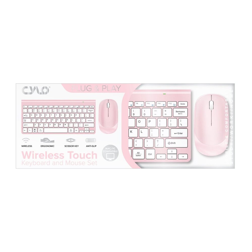 New CYLO Wireless Keyboard and Mouse Set Universal PC or Mac, Pink